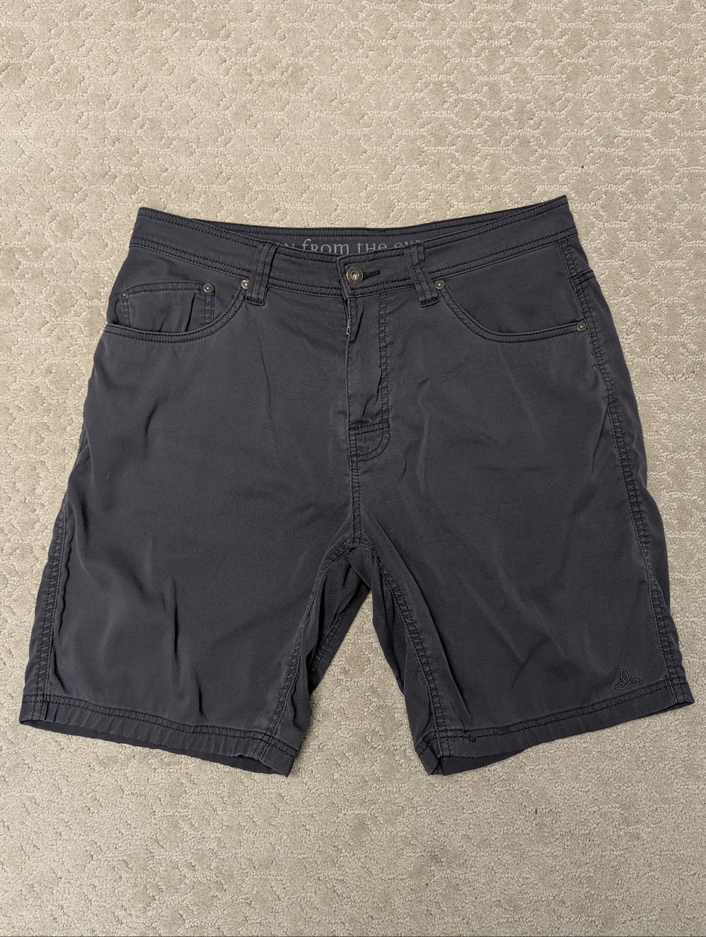 Prana Breath Men's Grey Flat-Front Shorts